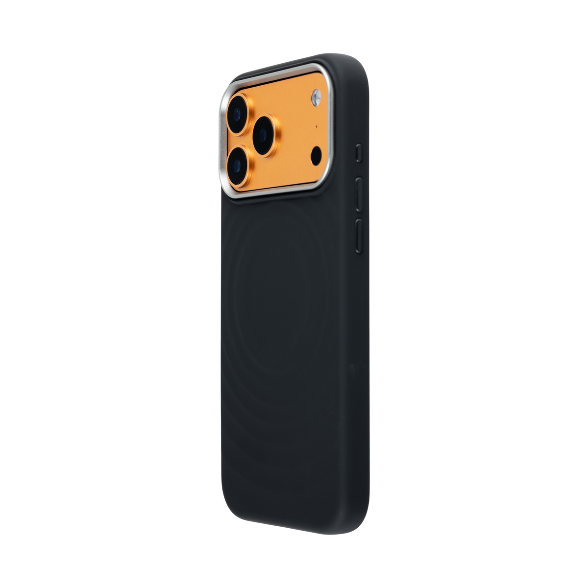 Rear view of the black WaveSilk silicone case for iPhone 18 Pro Max