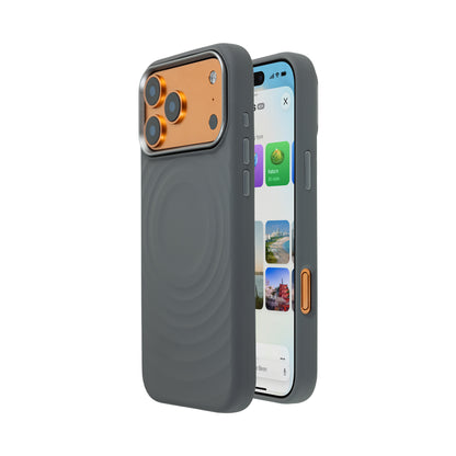 WaveSilk silicone case in grey — representative image; device fit and cutouts vary by iPhone model